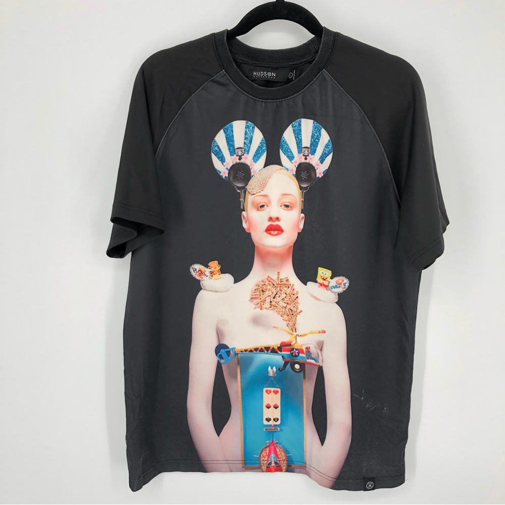 Hudson Outerwear Mens Graphic Tee Size Large Black Short Sleeve